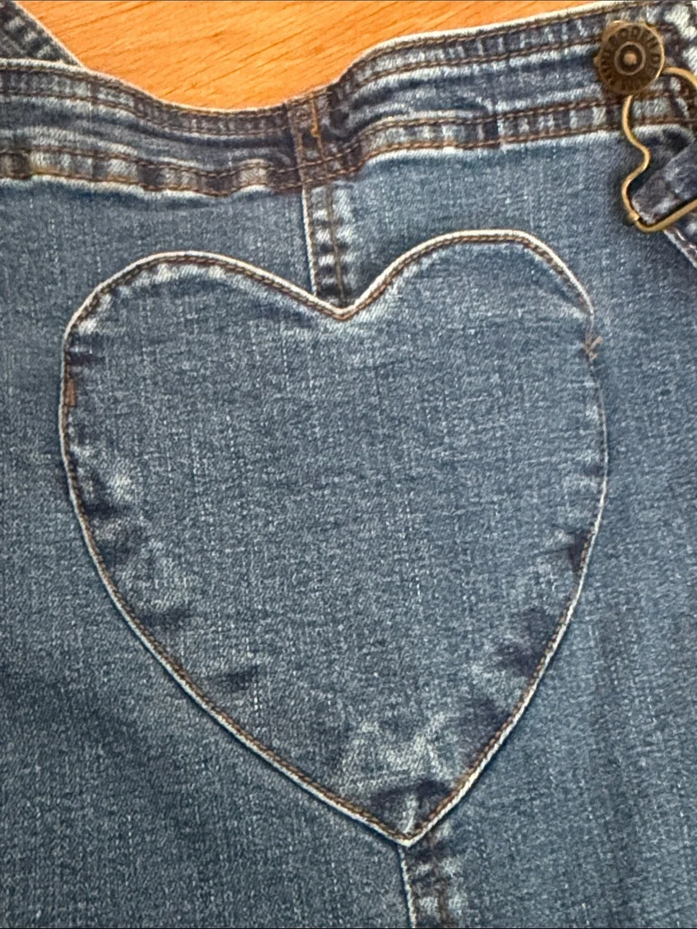 Mini Boden Blue Denim Heart Front Short Overalls 11-12 year olds